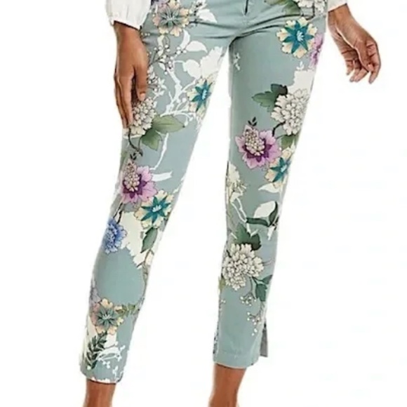 JOHNNY WAS Swingline Women's Ankle Pants Size 8 Floral Print Cotton Twill - Picture 4 of 5